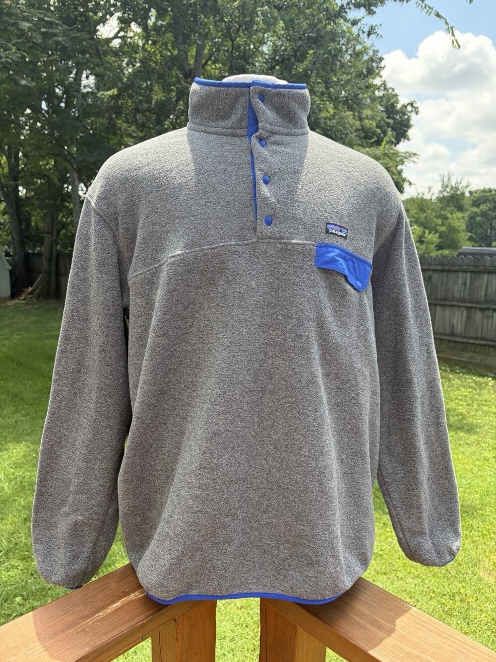 Patagonia Synchilla Men’s 2XL Snap-T Pullover Sweater 25551 Nickel/Cement Blue